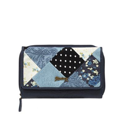 Navy patchwork flap over purse